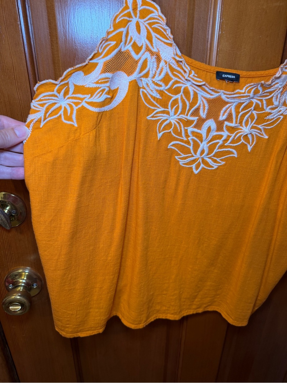Express Orange Floral Applique Cami XL - Picture 2 of 14